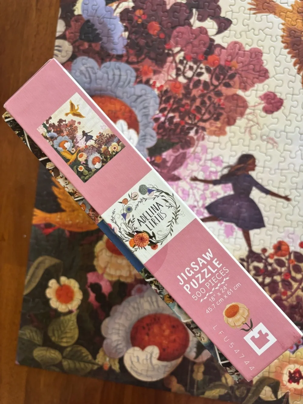 Floral Fantasy Jigsaw Puzzle Artwork - Purple, Pink & Gold -500 pieces - Picture 6 of 6